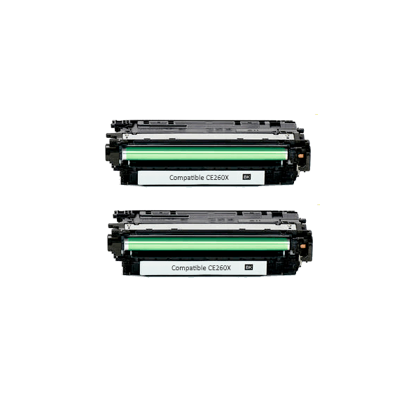 Compatible HP 649X Black Toner Cartridge High Yield CE260X 2 PACK