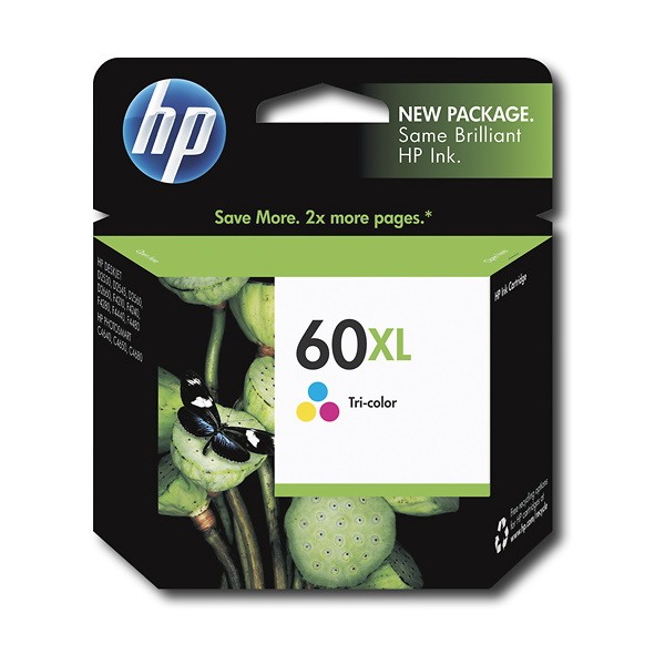 Genuine HP 60XL Colour Ink Cartridge High Yield CC644WA