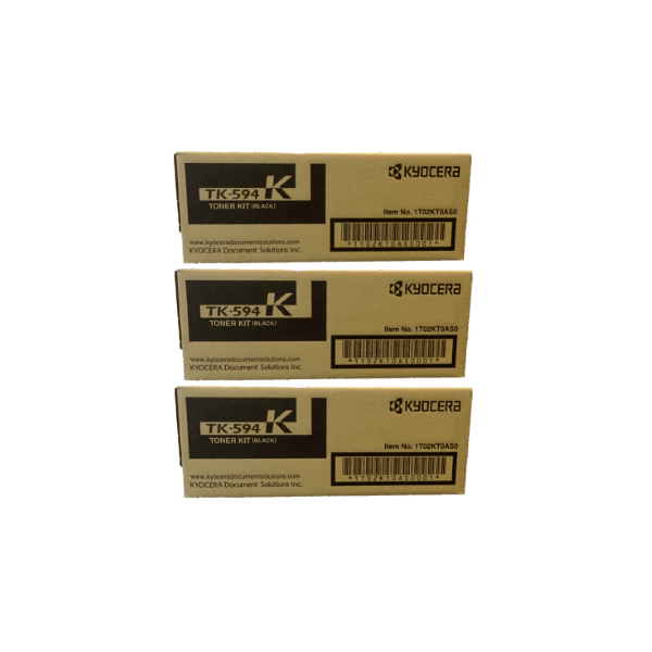 Genuine Kyocera TK-594K Black Toner 3 PACK