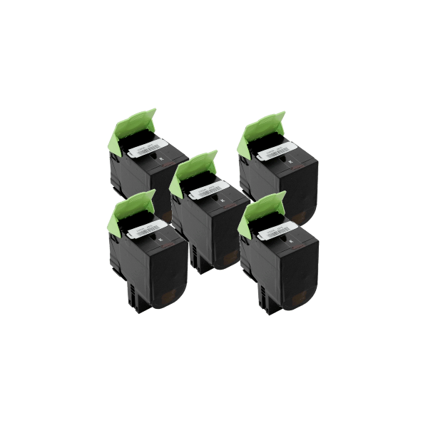 Compatible Lexmark 80C8HKE 808HK Black Toner High Yield 5 PACK