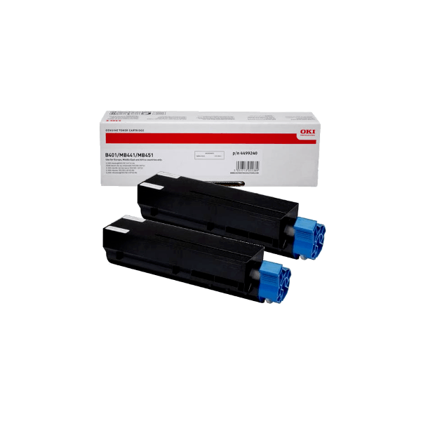 Genuine OKI B401 MB451 High Yield Toner 2 PACK