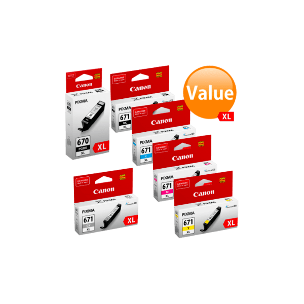 Genuine Canon PGI-670XL CLI-671XL Ink Cartridge Value Pack High Yield (inc Grey)