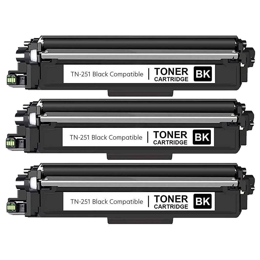 Compatible Brother TN-251BK Black Toner Cartridge 3 PACK