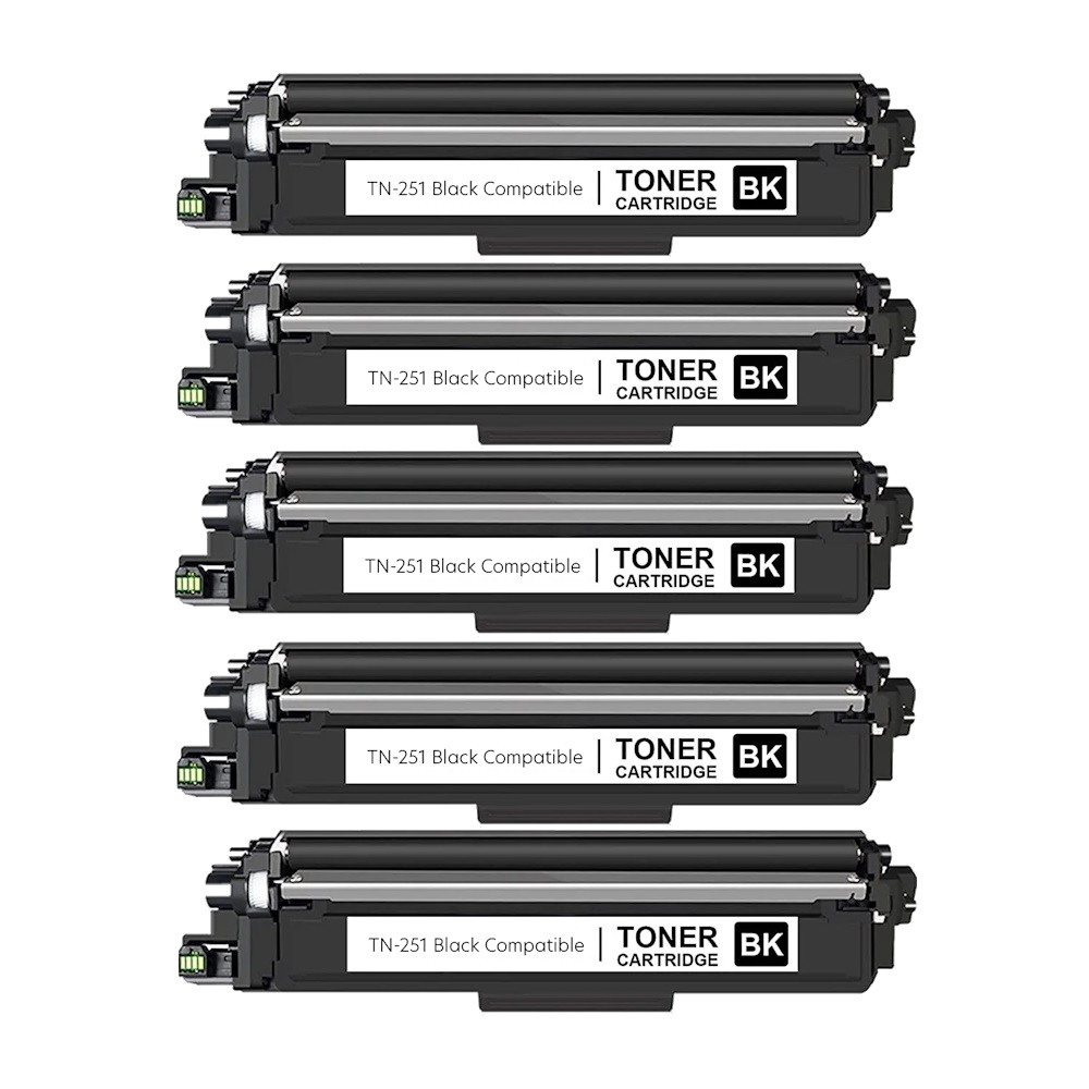 Compatible Brother TN-251BK Black Toner Cartridge 5 PACK