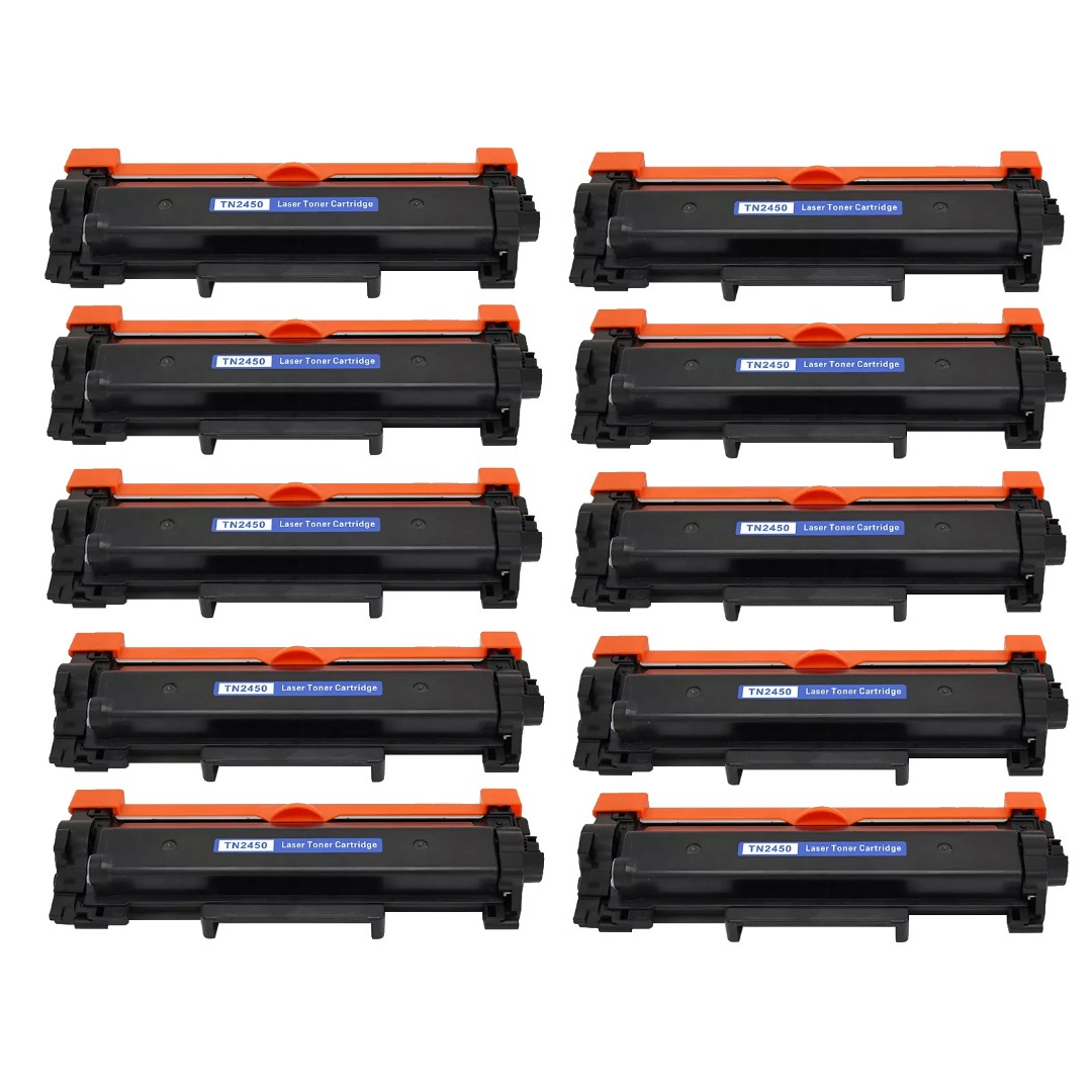 Compatible Brother TN2450 Toner Cartridge High Yield 10 PACK